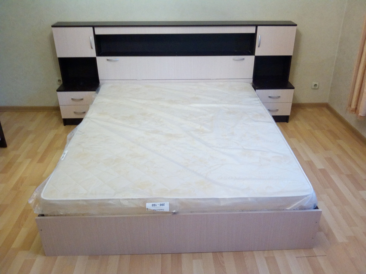 бася кровать 160 с прикроватным блоком анкор стендмебель